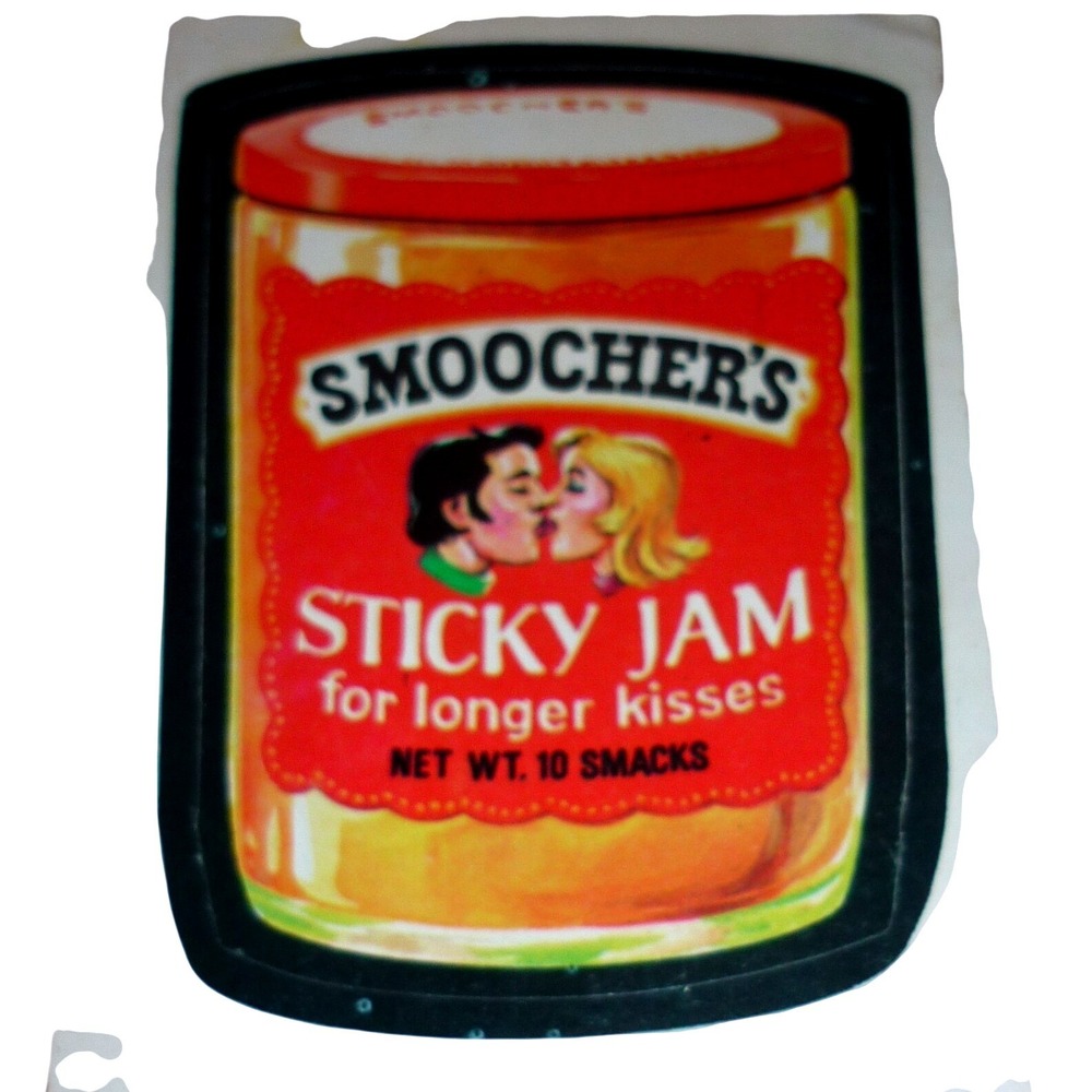 Vintage 1974 Topps Wacky Packages Smoocher's Sticky Jam Sticker Parody Series 7
